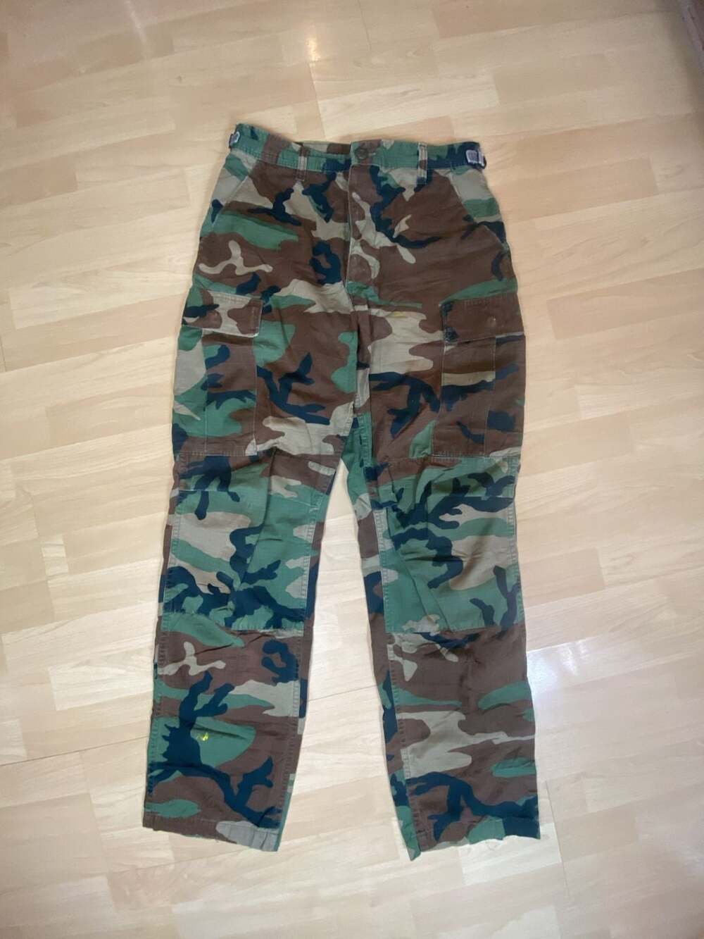 Vintage US Military Woodland Camouflage BDU Ripstop Cargo Pants Small Long